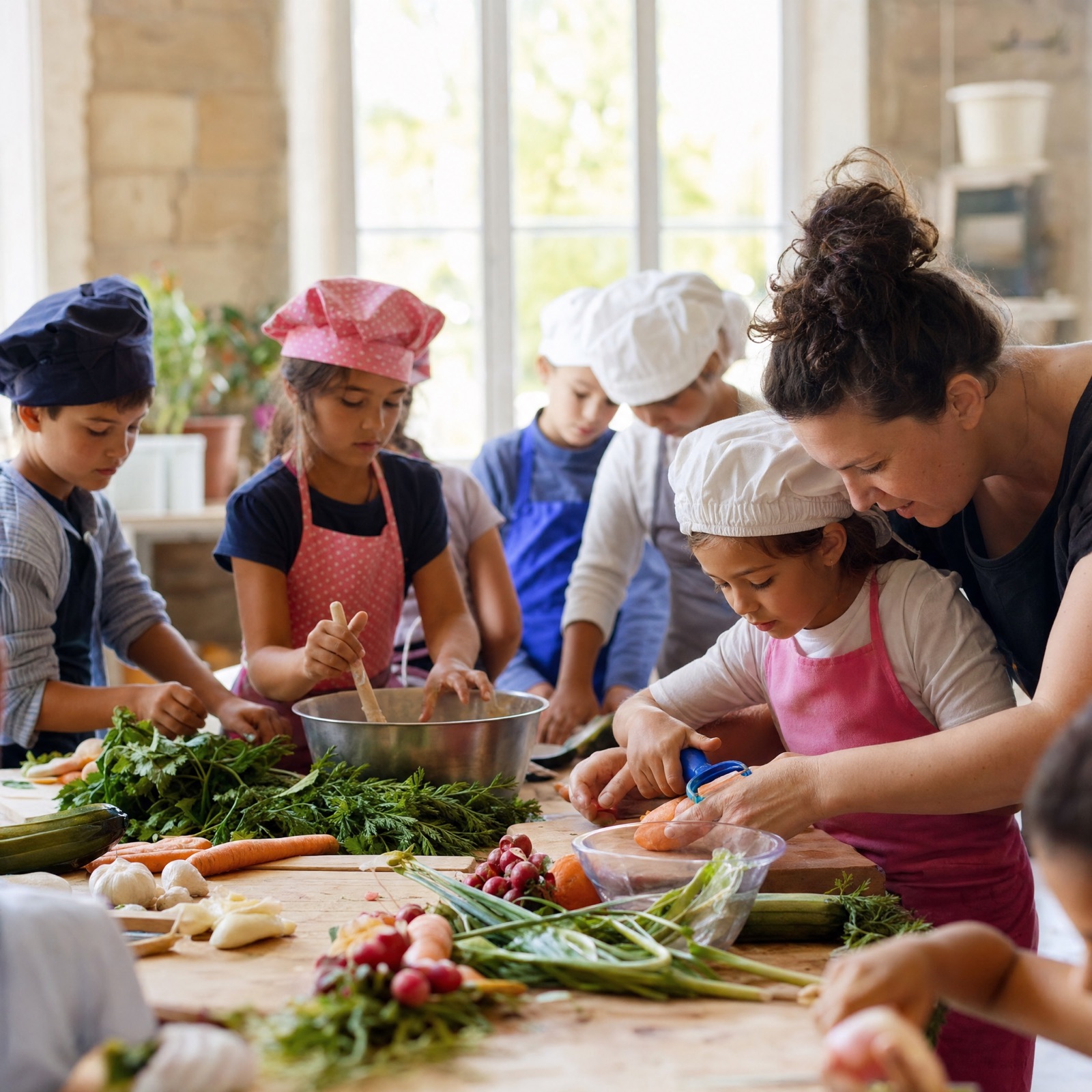 Enfants faisant le kouign-amann